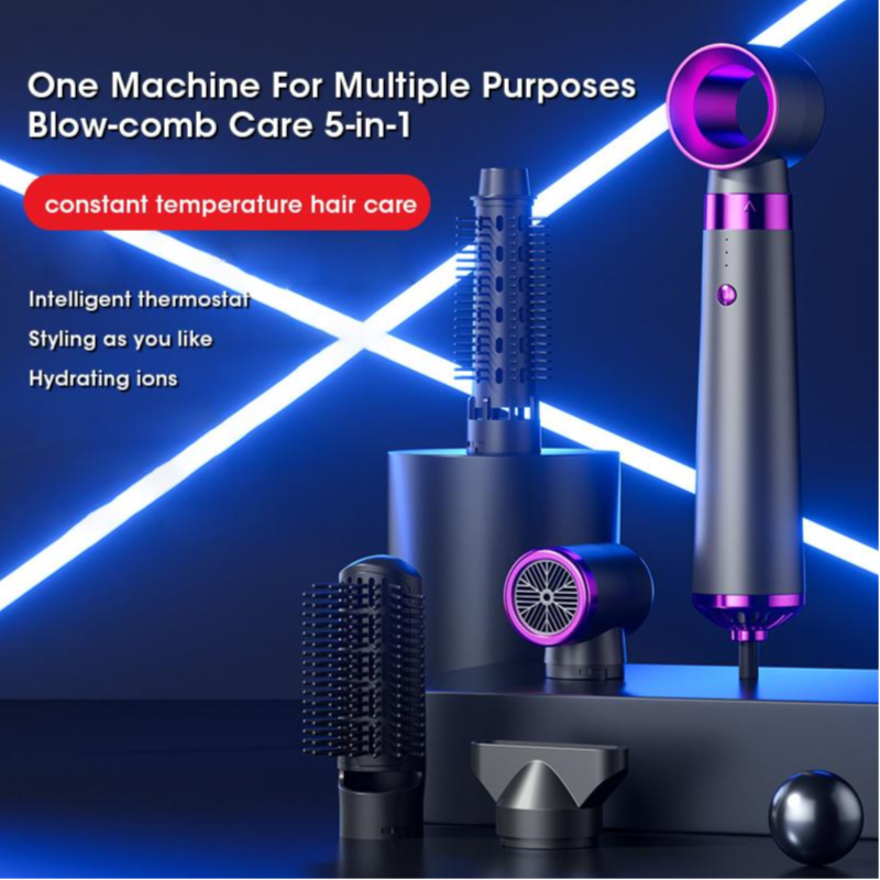 5in1 Multifunctional Hair Dryer Styling Tool, Detachable 5-in-1 Multi-Head Hot Air Comb Change Your Look Everydays