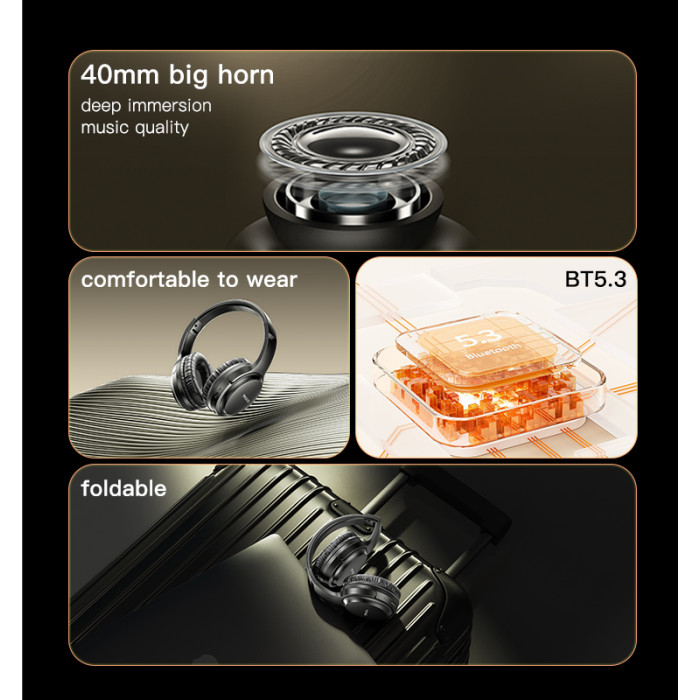 Yesido EP04 Over Ear Handfree Stereo Wireless with Mic High Fidelity Stereo Studio Headphone