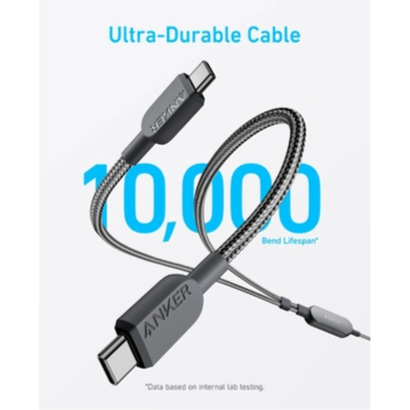 Anker 2-in-1 USB C to USB C Cable 140W Max | 4ft | Fast Charging | Flexible and Tough | 480 mbps Data Transfer Rate | A8895H11 - Black