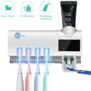 Portable Toothbrush Holder Sanitizer with 4 Slots and Automatic Toothpaste Dispenser