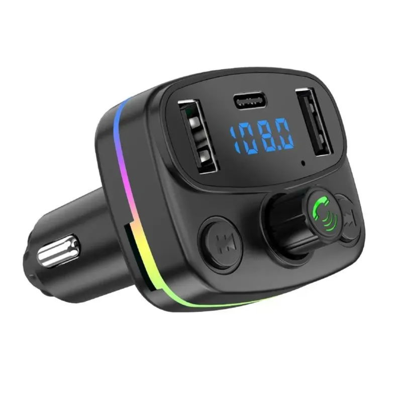 DHgate Mobile Site M44 Mini Car Charger: Dual USB & Type-C Ports, Hands-Free FM Transmitter, MP3 Player