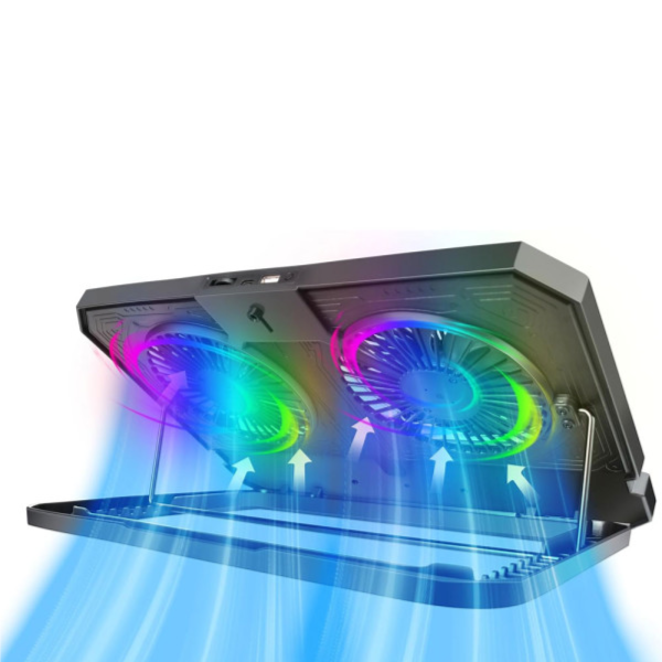 Porodo Gaming Crystal Shell Laptop Cooling Pad with Phone Holder-PDX121