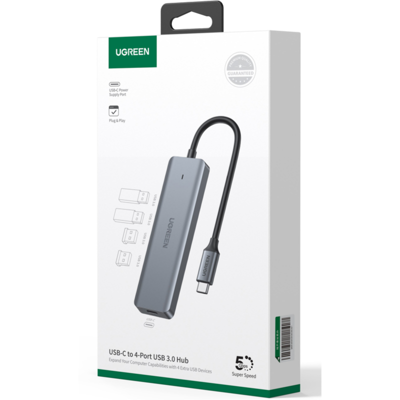 UGREEN Type-C to 4-Port USB3.0 Hub with USB-C Power 70336