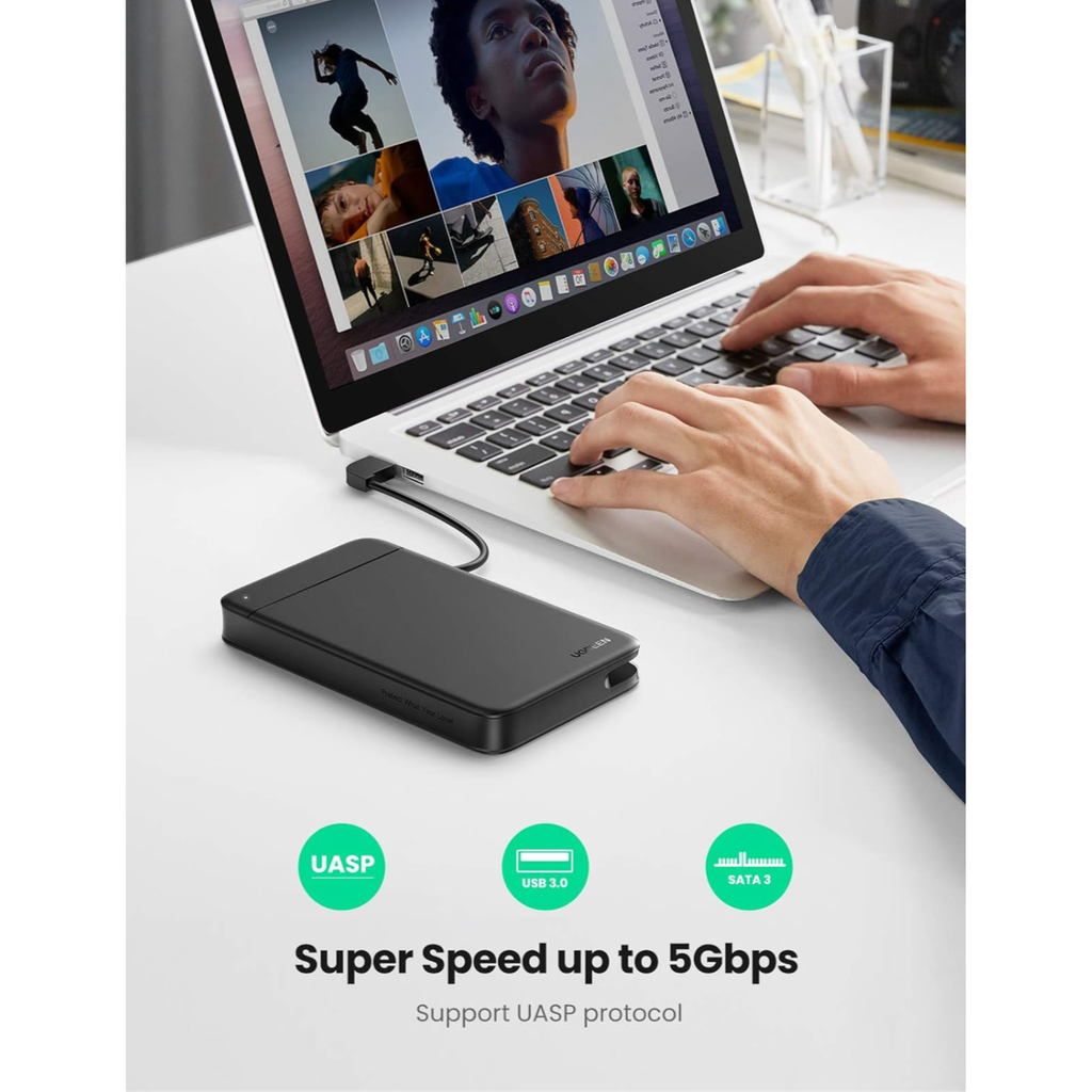 UGREEN 2.5-INCH SATA AND HARD DRIVE ENCLOSURE