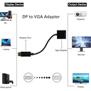 Adapter, DisplayPort (DP) to VGA Male to Female Converter (Black)