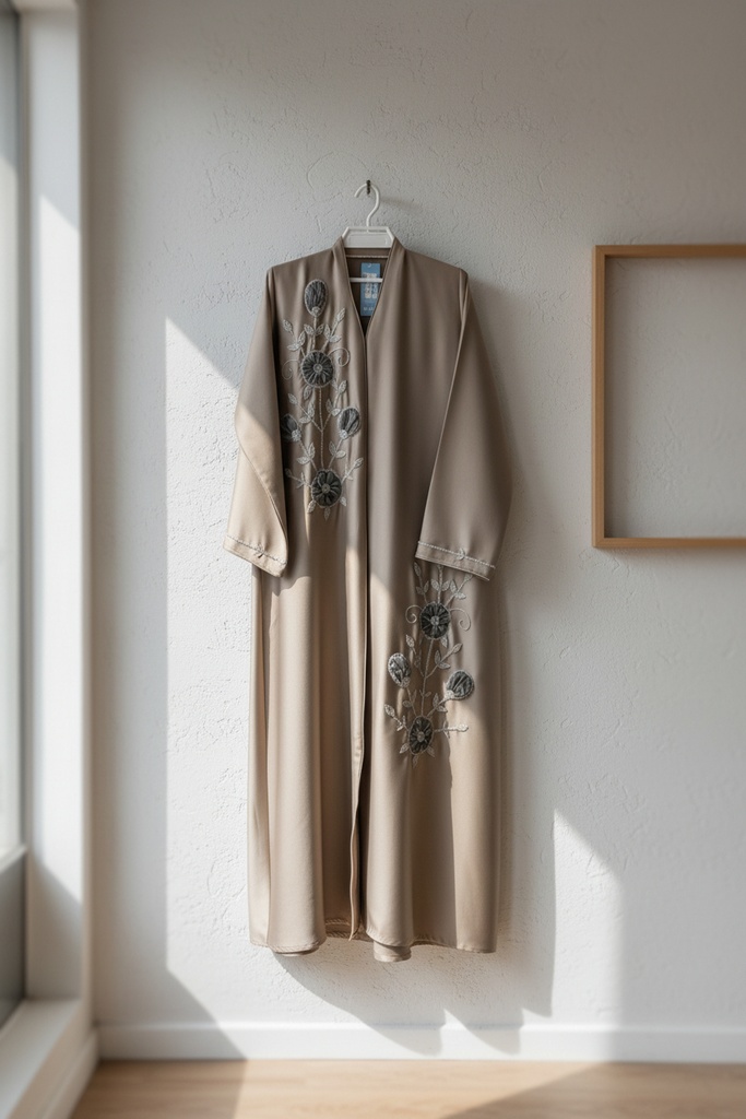 Abaya Vietnam harril with  Organza hand work  material