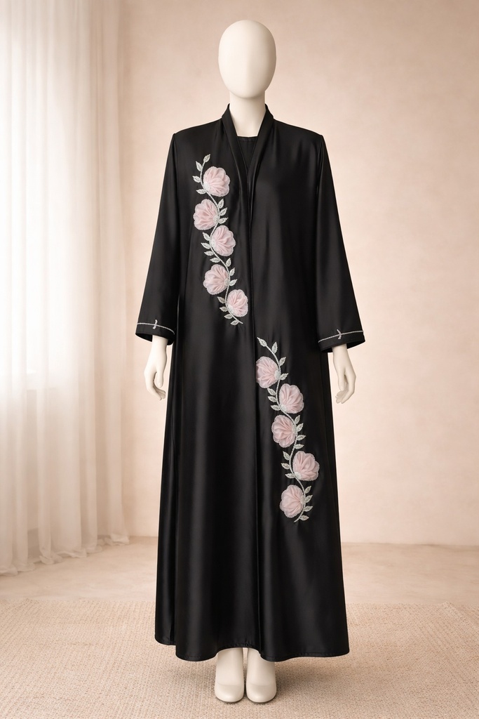 Abaya Vietnam harril with  Organza hand work  material