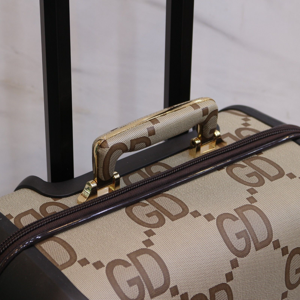 Premium brown Pattern Travel Trolley Set