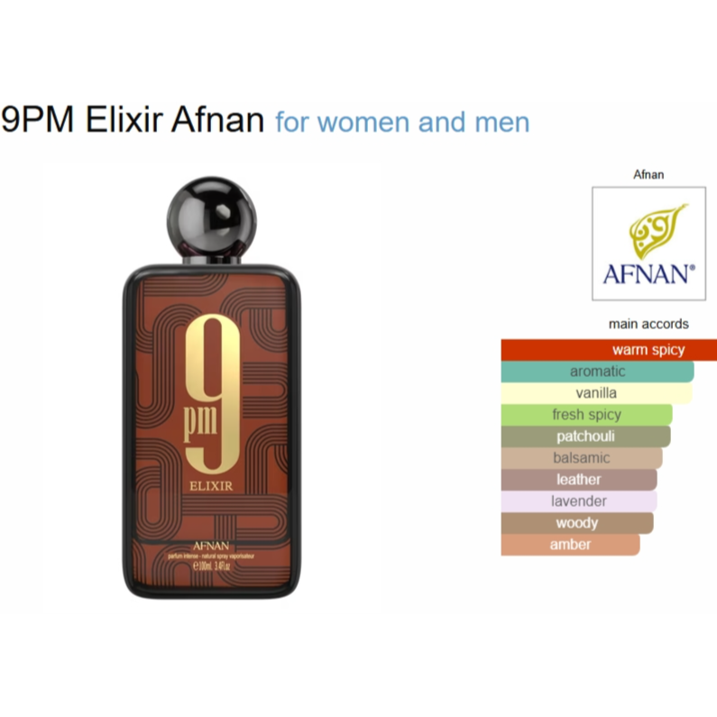 Afnan 9 pm elixir intense edp 100 ml for men and women