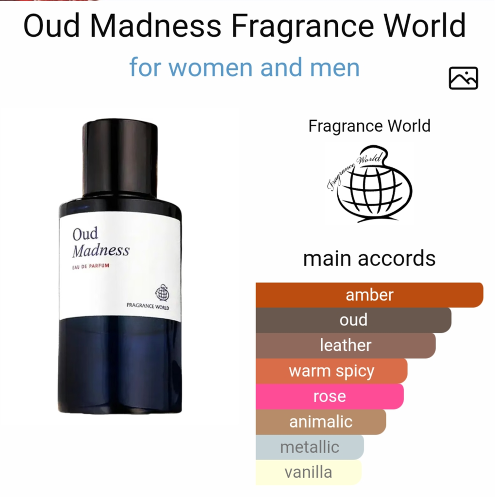 Fragrance world oud madness edp 60 ml for men and women