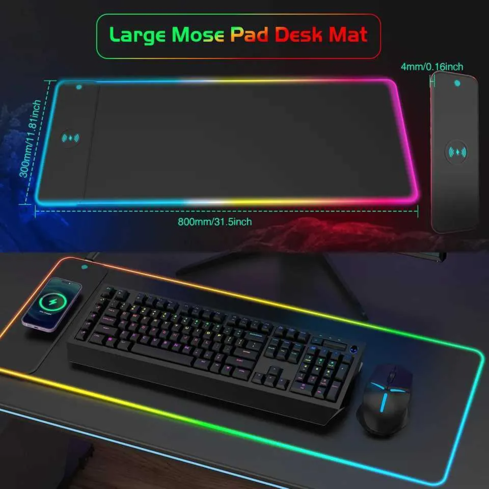 porodo wireless charging gaming mouse pad