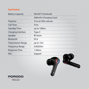 Porodo Gaming Ultra Low-Latency Gaming Earbuds - Black