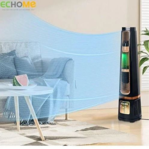 5 In 1 Bladeless Fan with Remote Control Floor Humidifying Aromatherapy Anti-Gravity Water Drop Tower Fan Air Cooling