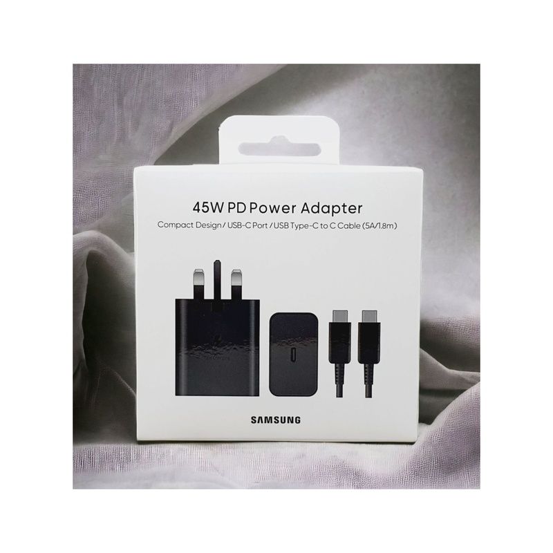 Samsung 45W Pd Power Adapter Usb-C Port/Usb Type-C To C Cable 1.8M – Black