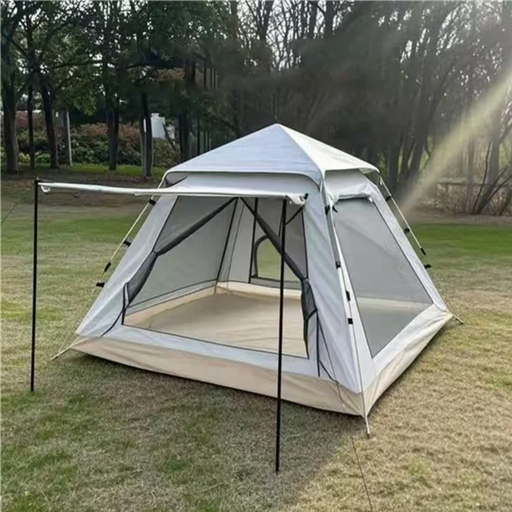 240x240x155cm Automatic Pop Up Tent 2 Doors 2 Windows Silver Coated 210T Fabric Outdoor Camping Tent (No Moisture-Proof Mat) - Grey