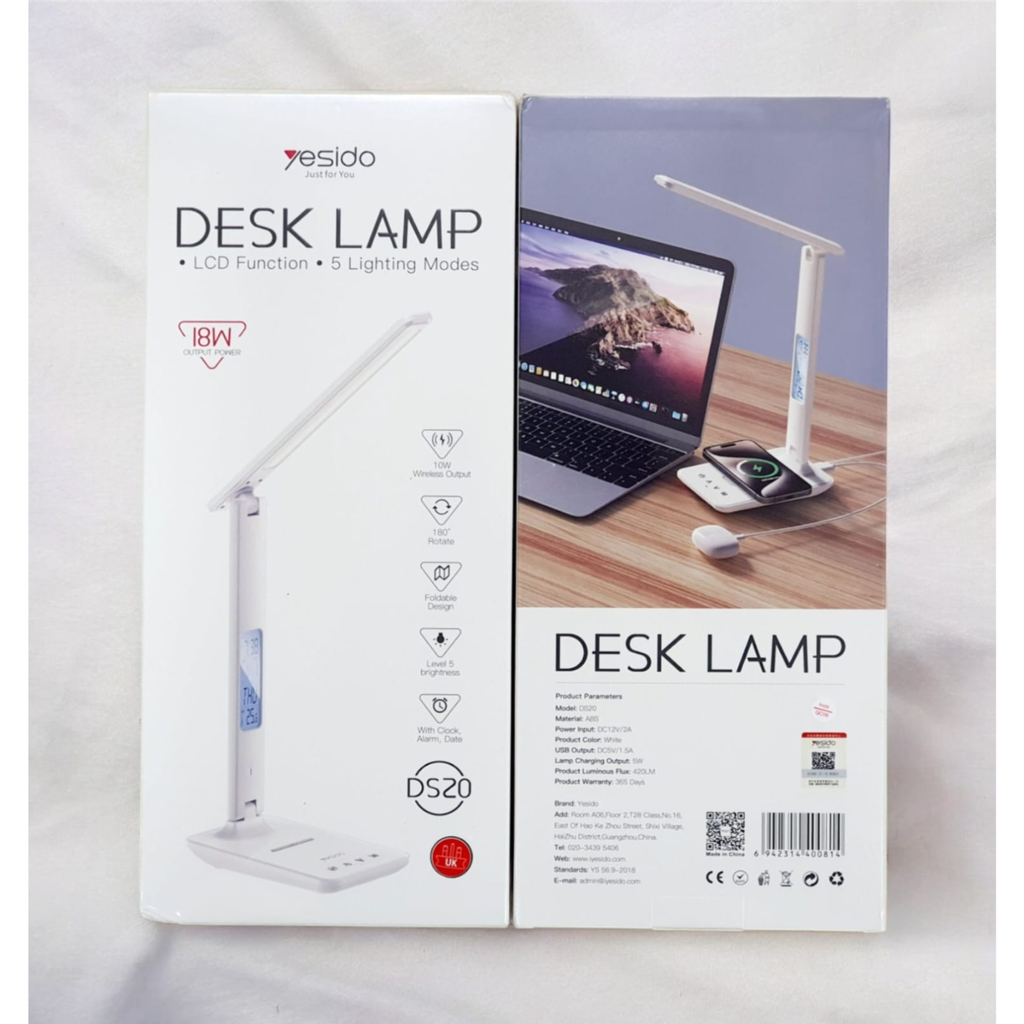 YESIDO Foldable Desk Lamp With LCD Function, 10W Wireless Charging - DS20