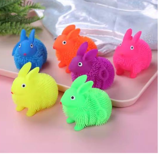 Hairy Puffer Bouncy Light up Toy Cute Rabbit