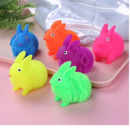 Hairy Puffer Bouncy Light up Toy Cute Rabbit