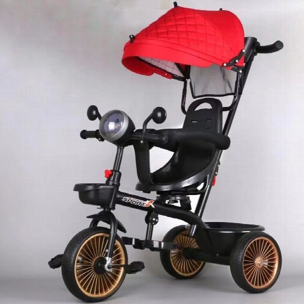 1012 3-In-1 Baby Tricycle Ride-On Car With Push Rod PINK COLLAR