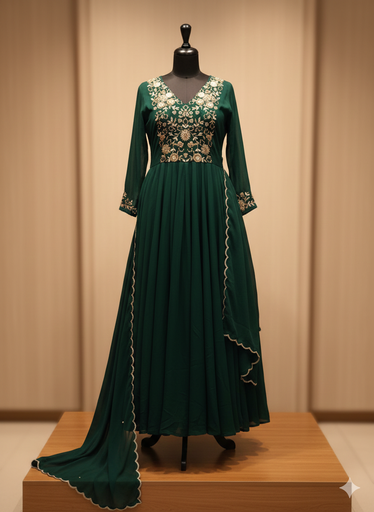 Pure chandery silk fabric churidar set (Size M)