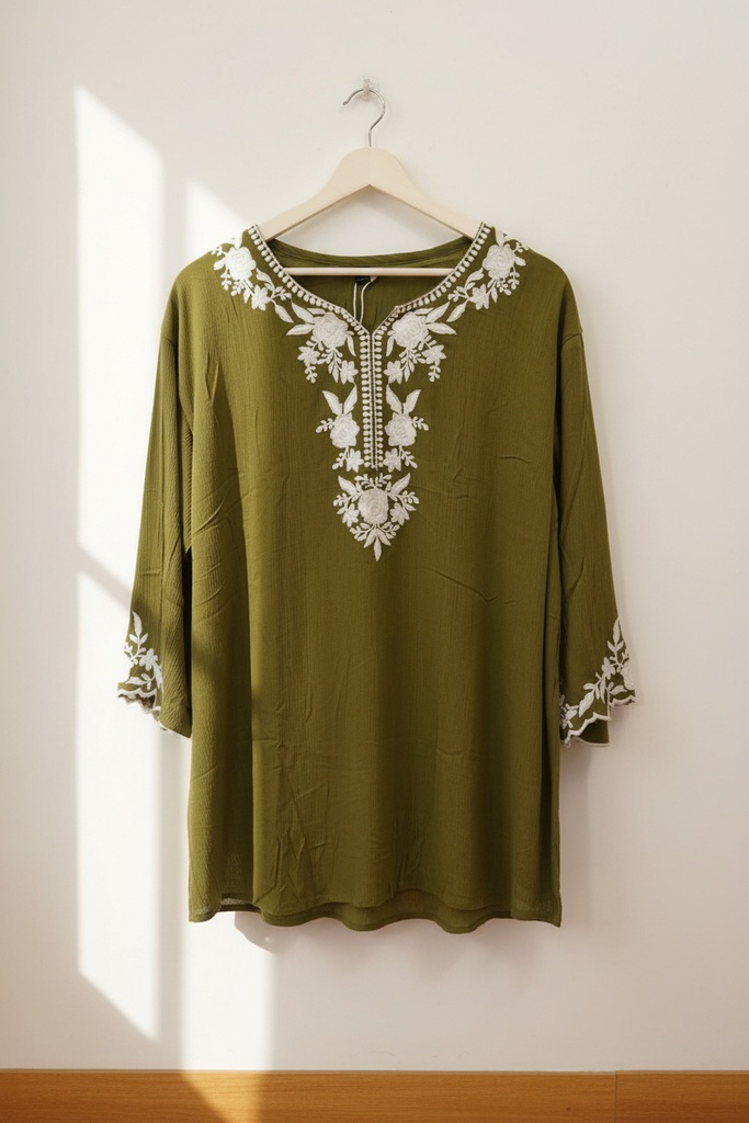 Neck embroidery western top