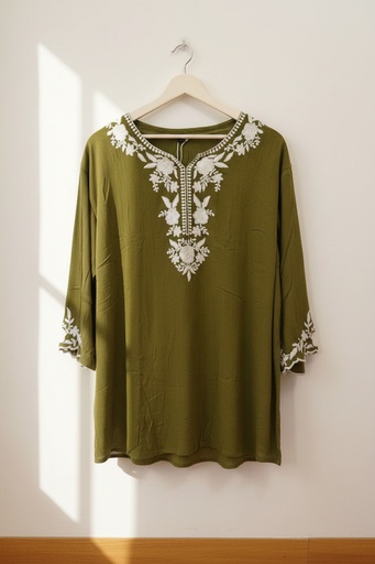 Neck embroidery western top