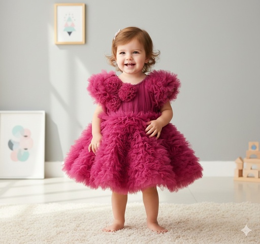 The Berry Bloom Party Wear Frock (Size 1 year)