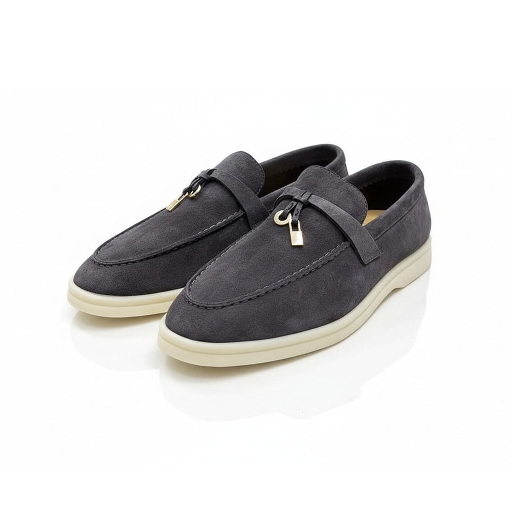 Louis Hilano Suede Ladies Loafer Shoes Gray