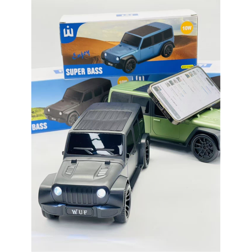 WUF Thar Jeep Portable Bluetooth Speaker With Phone Holder LED Headlights & Super Bass 10W