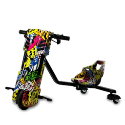 Drift Scooter-Electric Drift Trike 36V – black Marble Edition with Helmet & Safety Gear Set