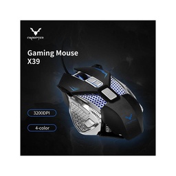 Chiropter X39 Gaming Mouse,Braided 1.5 M Cable 1000-3200 Dpi Led Light Black
