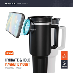 Porodo Lifestyle Hydrate & Hold Magnetic Mount Insulated Tumbler Lfs147 Black