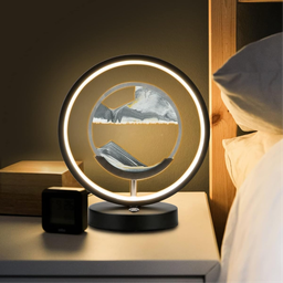 Moving Sand Art Picture with LED Light 3D Deep Sea Motion Display Table Lamp Flowing Sand Painting Night Light Home Office Desk Lamp Decor