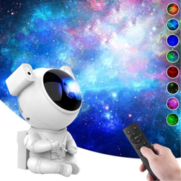 Galaxy star projector sitting astronaut